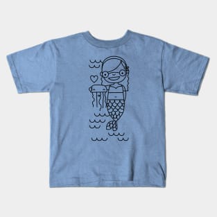 Mermaid with glasses and jellyfish Kids T-Shirt